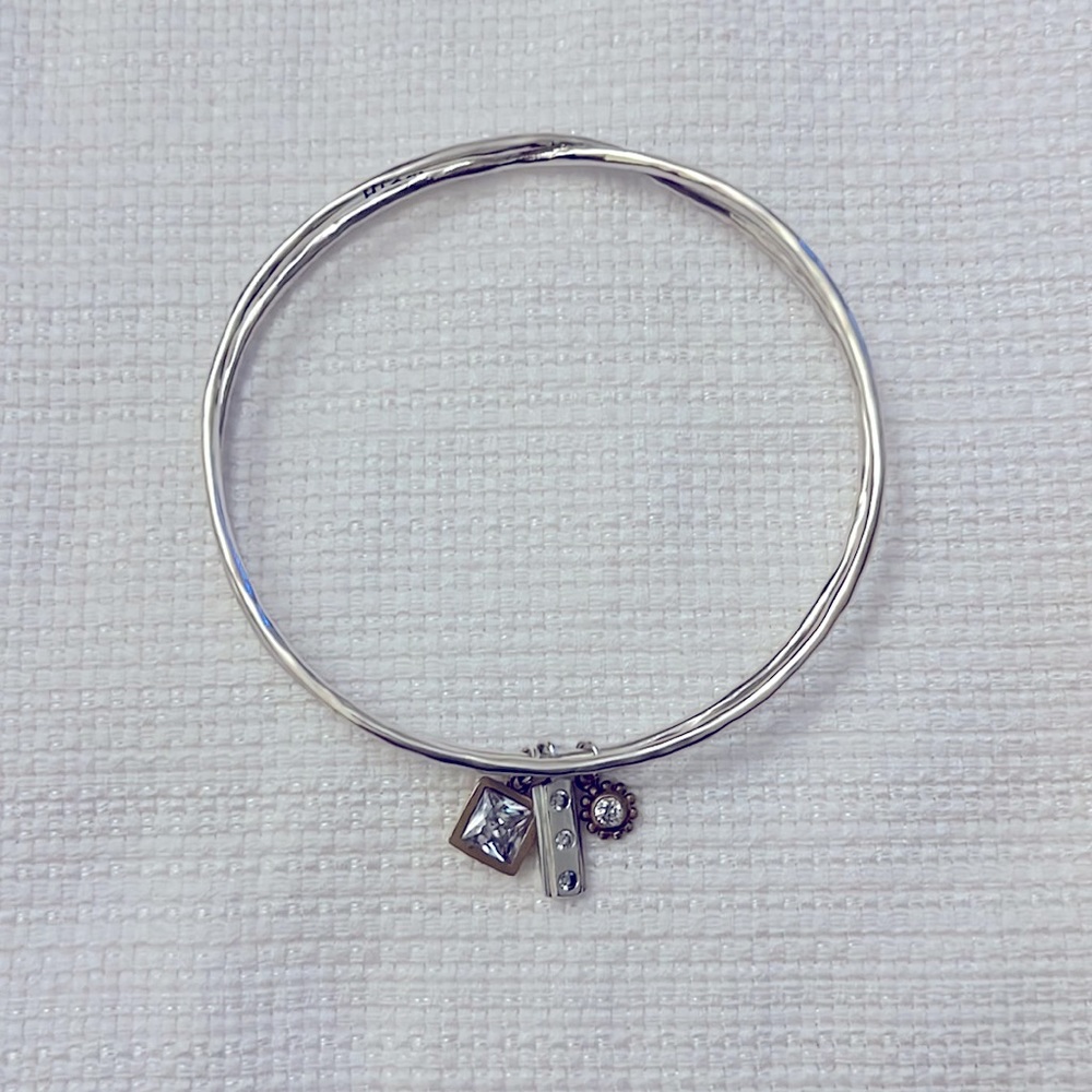 SILPADA .925 Sterling Silver Hammered Bangle with Charms